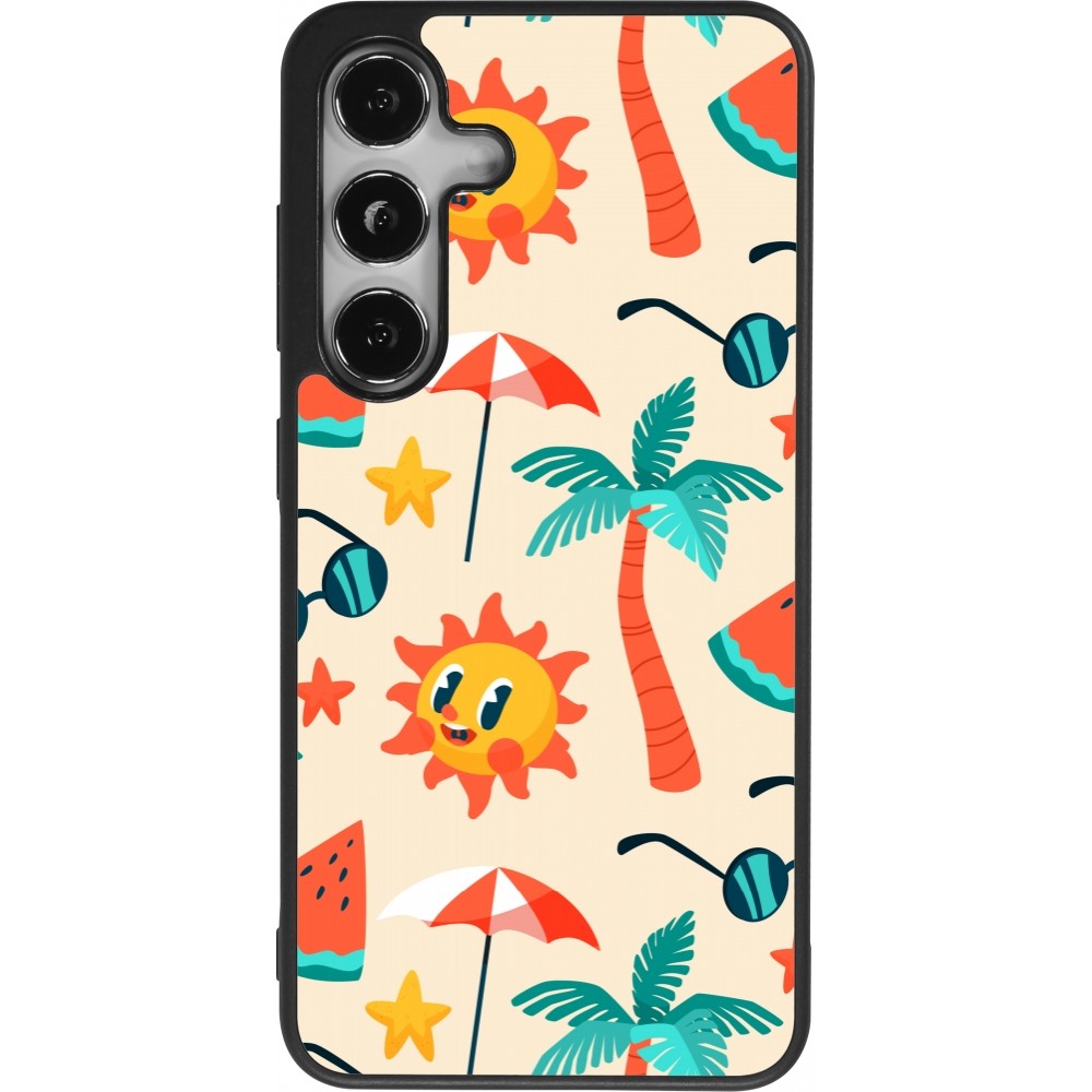 Samsung Galaxy S25 Case Hülle - Silikon schwarz Summer 2025 Pattern soleil