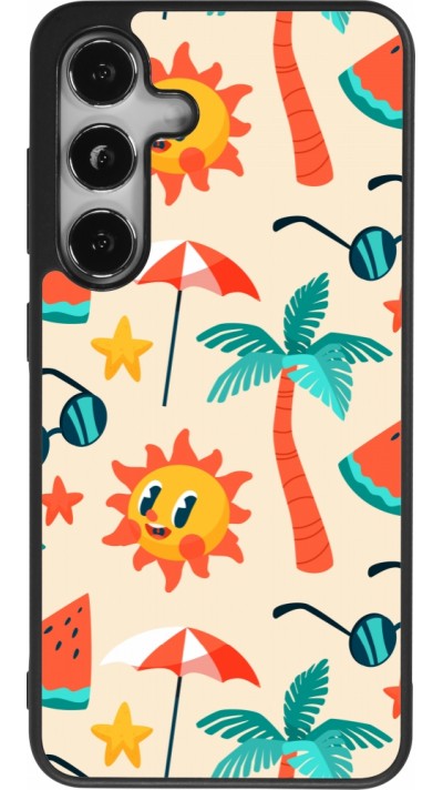 Coque Samsung Galaxy S25 - Silicone rigide noir Summer 2025 Pattern soleil