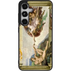 Coque Samsung Galaxy S25 - Silicone rigide noir Tableau art - La Création d’Adam - Michel-Ange