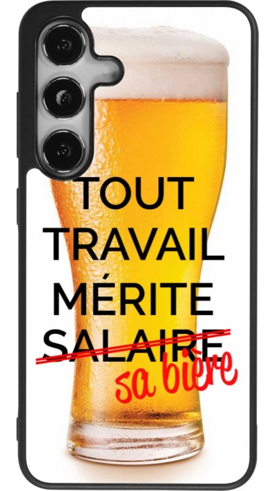 Samsung Galaxy S25 Case Hülle - Silikon schwarz Tout travail mérite sa bière