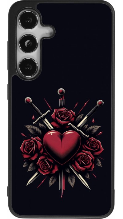 Coque Samsung Galaxy S25 - Silicone rigide noir Valentine 2024 gothic love