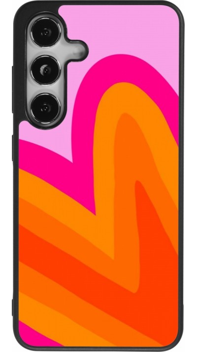 Coque Samsung Galaxy S25 - Silicone rigide noir Valentine 2024 heart gradient