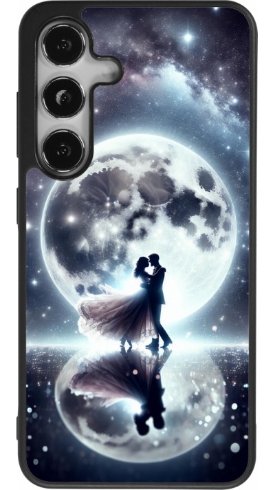 Coque Samsung Galaxy S25 - Silicone rigide noir Valentine 2024 Love under the moon