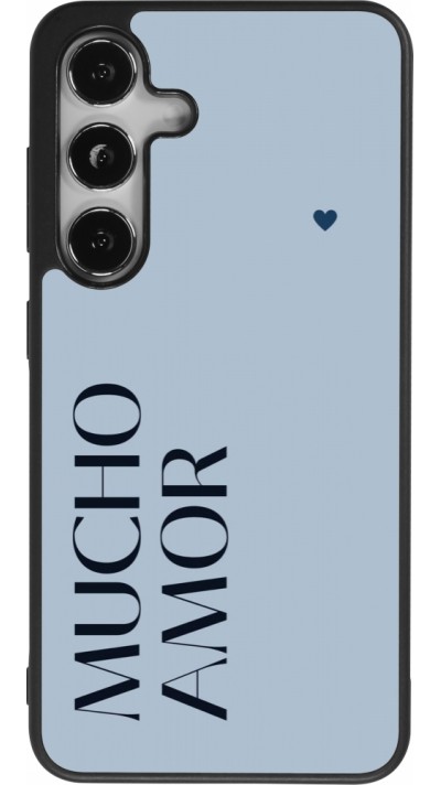 Coque Samsung Galaxy S25 - Silicone rigide noir Valentine 2024 mucho amor azul