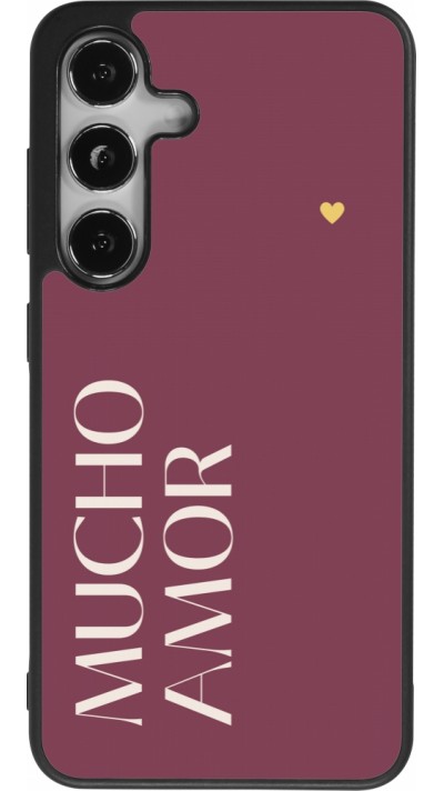Coque Samsung Galaxy S25 - Silicone rigide noir Valentine 2024 mucho amor rosado