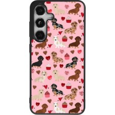Coque Samsung Galaxy S25 - Silicone rigide noir Valentine 2024 puppy love