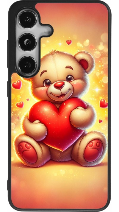 Coque Samsung Galaxy S25 - Silicone rigide noir Valentine 2024 Teddy love
