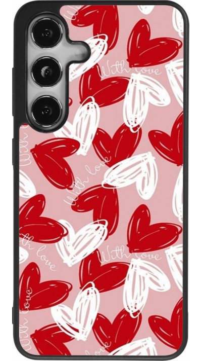 Coque Samsung Galaxy S25 - Silicone rigide noir Valentine 2024 with love heart