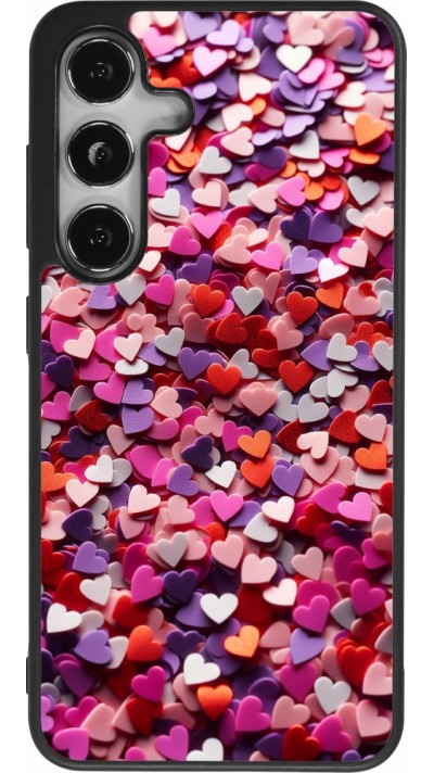 Coque Samsung Galaxy S25 - Silicone rigide noir Valentine 2025 Confetti