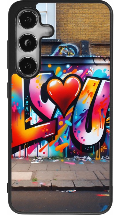 Coque Samsung Galaxy S25 - Silicone rigide noir Valentine 2025 Love U Tag