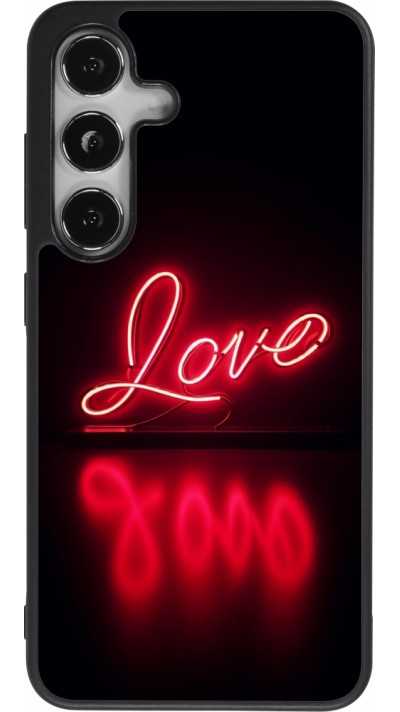 Coque Samsung Galaxy S25 - Silicone rigide noir Valentine 2025 Neon Love