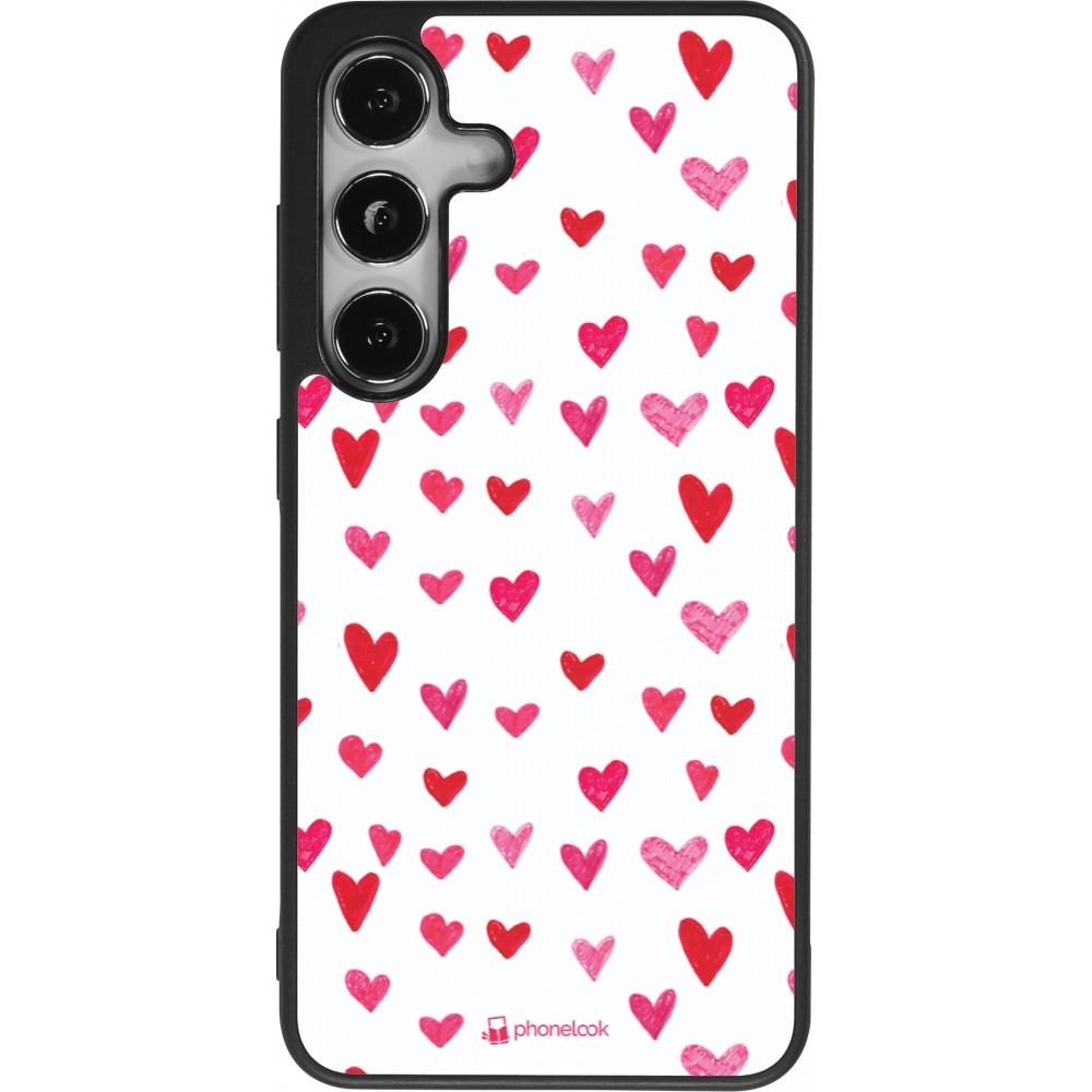 Coque Samsung Galaxy S25 - Silicone rigide noir Valentine 2022 Many pink hearts