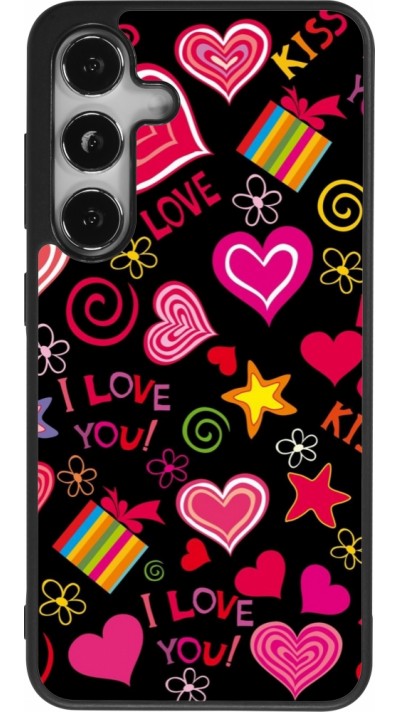 Coque Samsung Galaxy S25 - Silicone rigide noir Valentine 2023 love symbols
