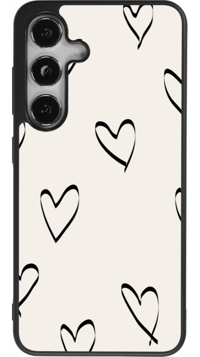 Coque Samsung Galaxy S25 - Silicone rigide noir Valentine 2023 minimalist hearts