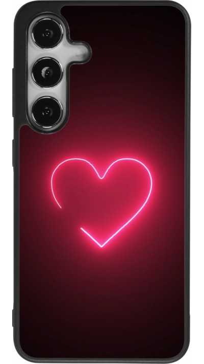 Coque Samsung Galaxy S25 - Silicone rigide noir Valentine 2023 single neon heart