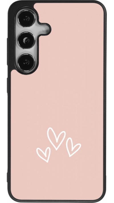 Coque Samsung Galaxy S25 - Silicone rigide noir Valentine 2023 three minimalist hearts
