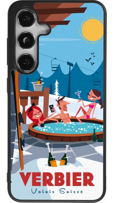 Coque Samsung Galaxy S25 - Silicone rigide noir Verbier Mountain Jacuzzi