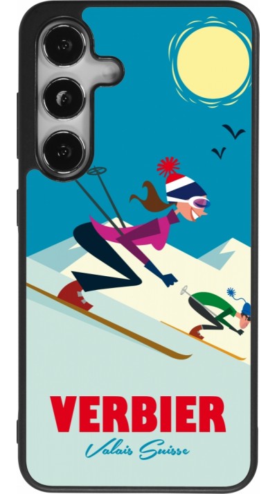 Coque Samsung Galaxy S25 - Silicone rigide noir Verbier Ski Downhill