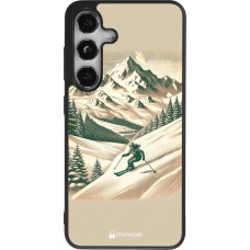 Coque Samsung Galaxy S25 - Silicone rigide noir Vintage Ski Mountain