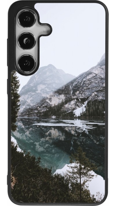 Samsung Galaxy S25 Case Hülle - Silikon schwarz Winter 22 snowy mountain and lake