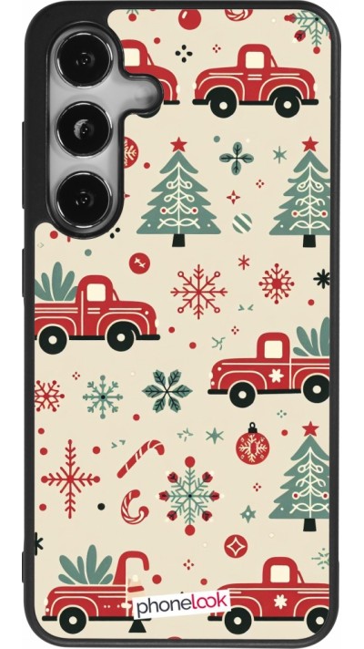 Samsung Galaxy S25 Case Hülle - Silikon schwarz Weihnachten 2024 Lkw Tanne