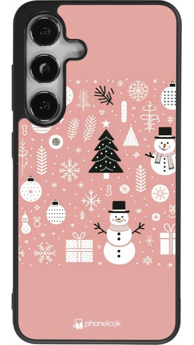 Samsung Galaxy S25 Case Hülle - Silikon schwarz Weihnachten 2024 Rose Schneemann Weihnachten
