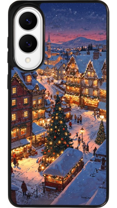 Coque Samsung Galaxy S25 Edge - Silicone rigide noir Christmas 25 Xmas Village