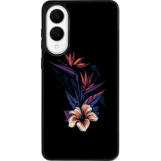 Coque Samsung Galaxy S25 Edge - Silicone rigide noir Dark Flowers