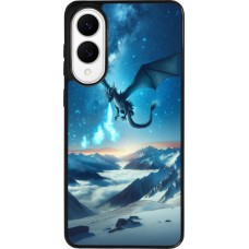 Coque Samsung Galaxy S25 Edge - Silicone rigide noir Dragon nocturne montagne