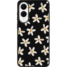 Coque Samsung Galaxy S25 Edge - Silicone rigide noir Easter 2024 white on black flower