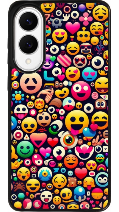 Coque Samsung Galaxy S25 Edge - Silicone rigide noir Emoji Mix Color