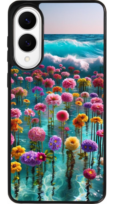 Coque Samsung Galaxy S25 Edge - Silicone rigide noir Flower sea waves