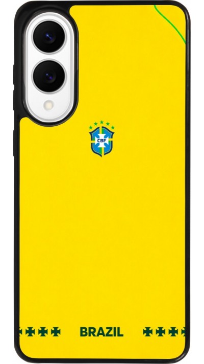 Coque Samsung Galaxy S25 Edge - Silicone rigide noir Maillot de football Bresil 2026 personnalisable
