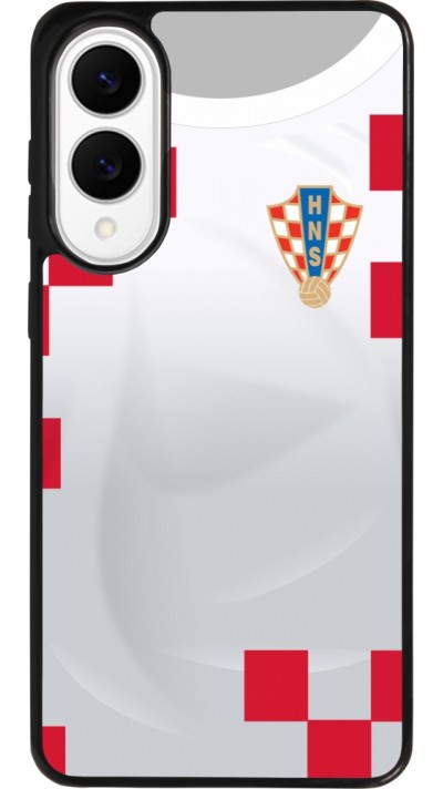 Coque Samsung Galaxy S25 Edge - Silicone rigide noir Maillot de football Croatie 2022 personnalisable Coque Samsung Galaxy S25 Edge - Silicone rigide noir Maillot de football Croatie 2022 personnalisable