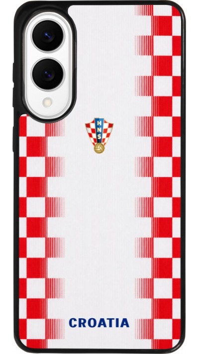 Coque Samsung Galaxy S25 Edge - Silicone rigide noir Maillot de football Croatie 2026 personnalisable