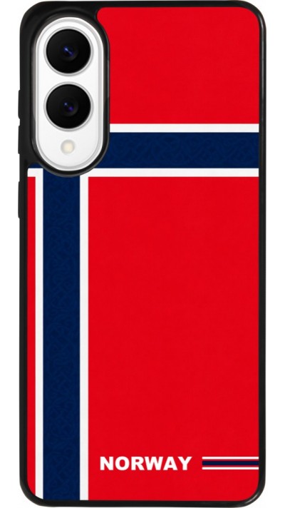 Coque Samsung Galaxy S25 Edge - Silicone rigide noir Maillot de football Norvège 2026 personnalisable