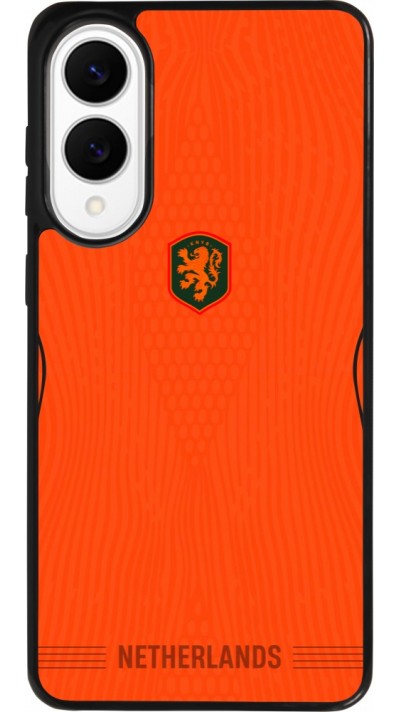Coque Samsung Galaxy S25 Edge - Silicone rigide noir Maillot de football Pays-Bas 2026 personnalisable