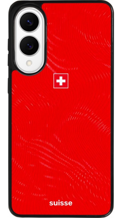 Coque Samsung Galaxy S25 Edge - Silicone rigide noir Maillot de football Suisse 2026 personnalisable