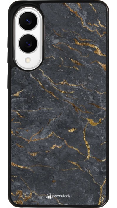 Coque Samsung Galaxy S25 Edge - Silicone rigide noir Grey Gold Marble