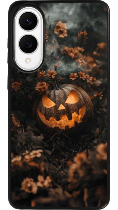 Coque Samsung Galaxy S25 Edge - Silicone rigide noir Halloween 2025 Pumpkin with flowers