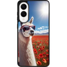 Coque Samsung Galaxy S25 Edge - Silicone rigide noir Lama Chic en Coquelicot