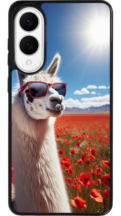 Coque Samsung Galaxy S25 Edge - Silicone rigide noir Lama Chic en Coquelicot
