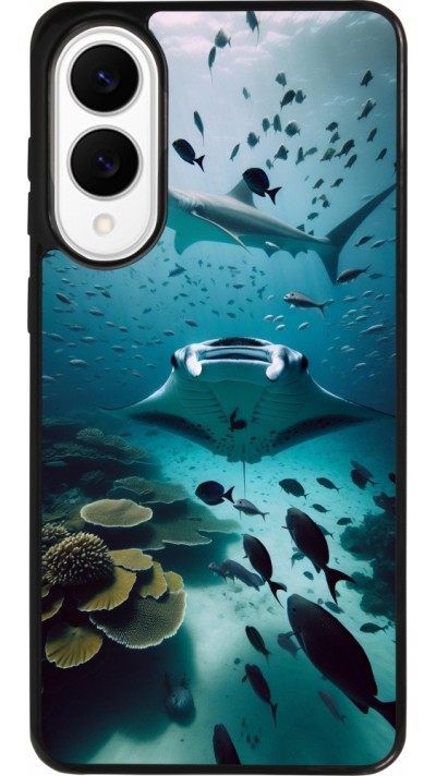 Coque Samsung Galaxy S25 Edge - Silicone rigide noir Manta Lagon Nettoyage Coque Samsung Galaxy S25 Edge - Silicone rigide noir Manta Lagon Nettoyage