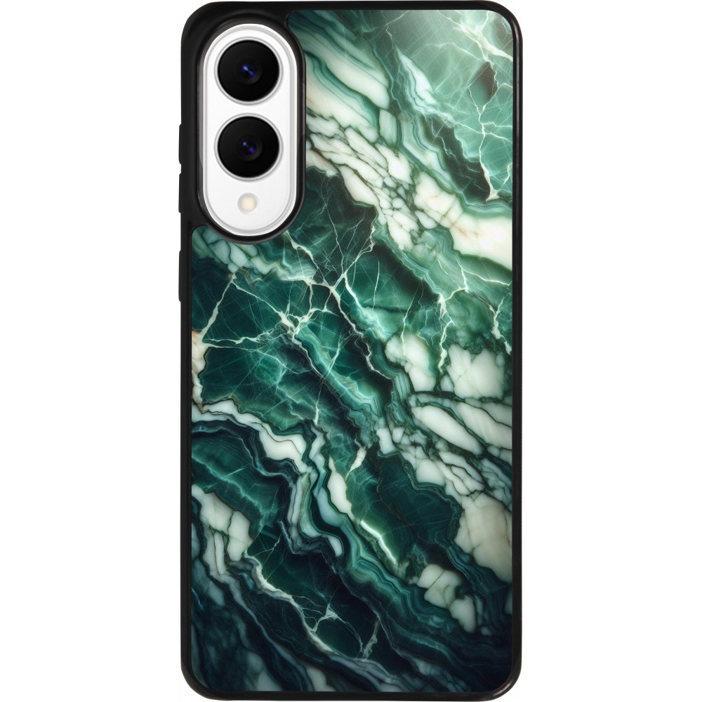 Coque Samsung Galaxy S25 Edge - Silicone rigide noir Marbre vert majestueux