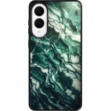Coque Samsung Galaxy S25 Edge - Silicone rigide noir Marbre vert majestueux