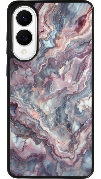 Coque Samsung Galaxy S25 Edge - Silicone rigide noir Marbre violette argentée Coque Samsung Galaxy S25 Edge - Silicone rigide noir Marbre violette argentée