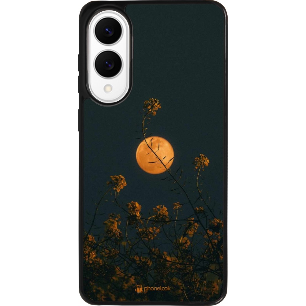 Coque Samsung Galaxy S25 Edge - Silicone rigide noir Moon Flowers