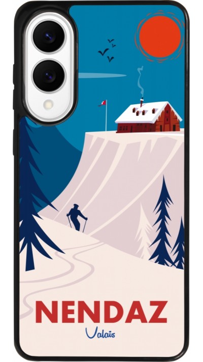 Coque Samsung Galaxy S25 Edge - Silicone rigide noir Nendaz Cabane Ski Coque Samsung Galaxy S25 Edge - Silicone rigide noir Nendaz Cabane Ski