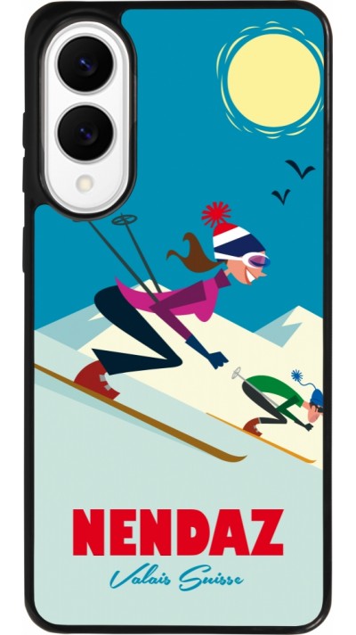 Coque Samsung Galaxy S25 Edge - Silicone rigide noir Nendaz Ski Downhill Coque Samsung Galaxy S25 Edge - Silicone rigide noir Nendaz Ski Downhill