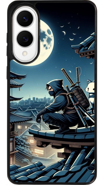 Coque Samsung Galaxy S25 Edge - Silicone rigide noir Ninja sous la lune Coque Samsung Galaxy S25 Edge - Silicone rigide noir Ninja sous la lune